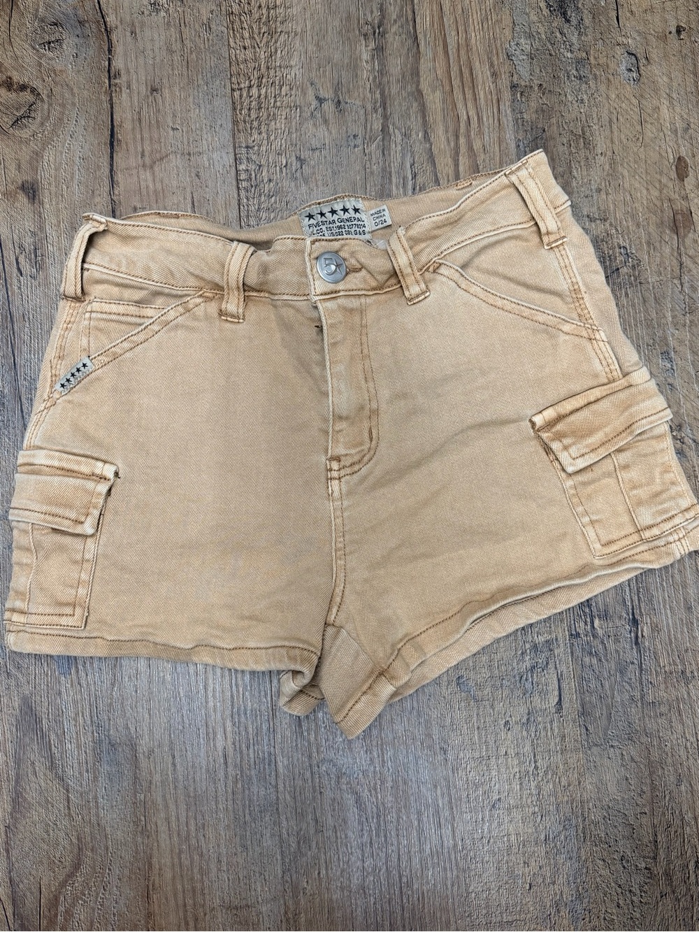 Five Star general Tan Cargo Denim Shorts size 24